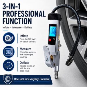 SEAPENG DP-708 Digital Tire Inflator Gauge, 5-230 PSI