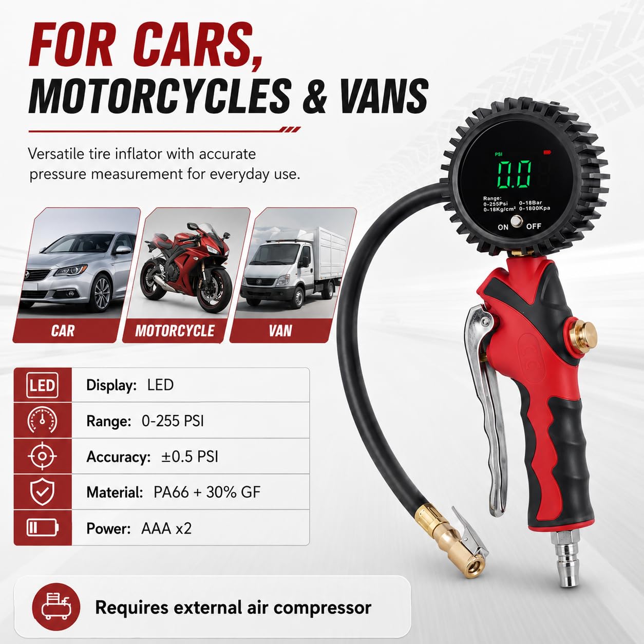 SEAPENG TB-802 digital air inflator for professional tire maintenance.