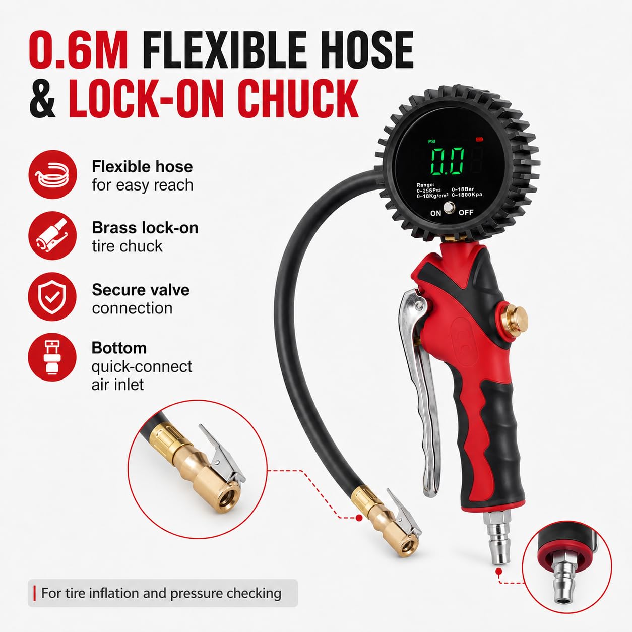 Automatic tire inflator TB-802 for workshop and service station applications.