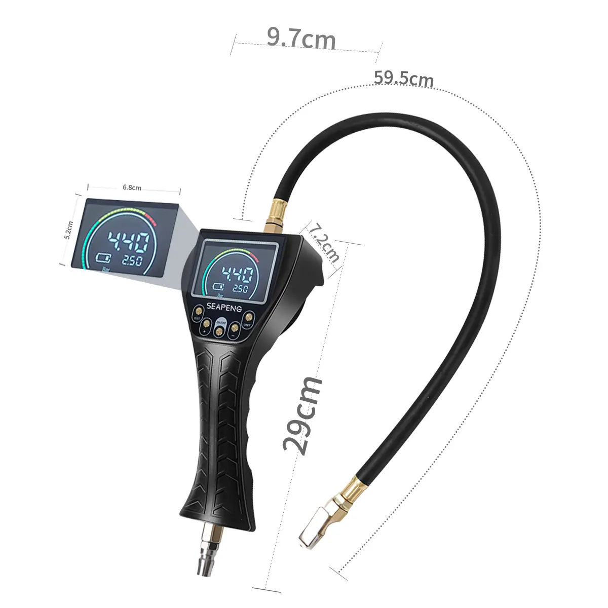 SEAPENG TB-902 Handheld Auto Inflate/Deflate Tire Inflator Gauge for Off-Road, Garage & Fleet Use - Image 3
